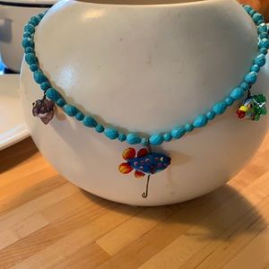 Studio 1500 turquoise bead and glass fish necklace